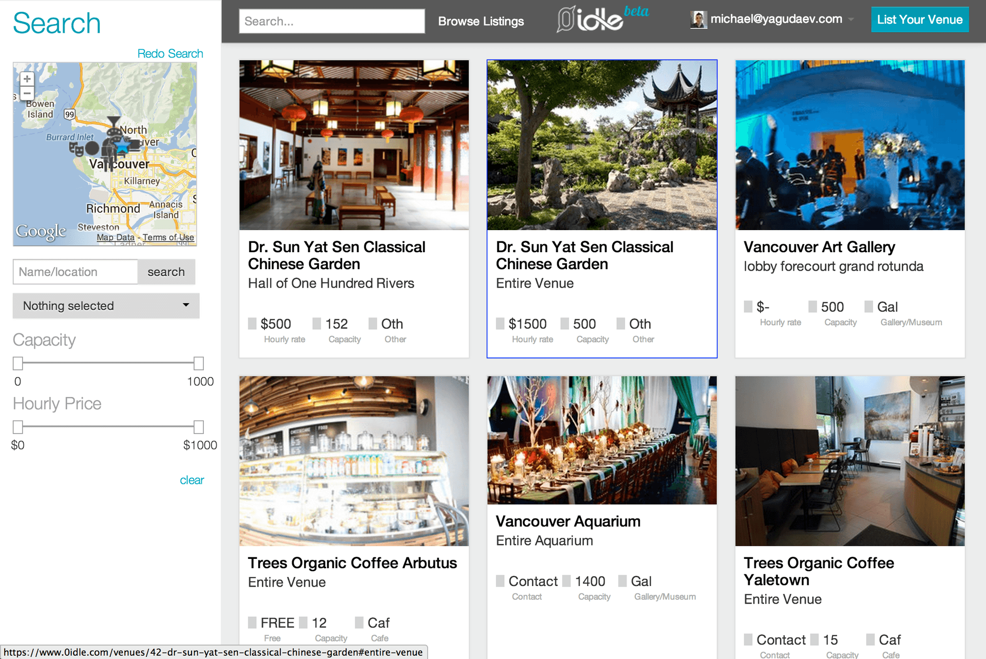 0idle: A marketplace where Event Organizers find Venues