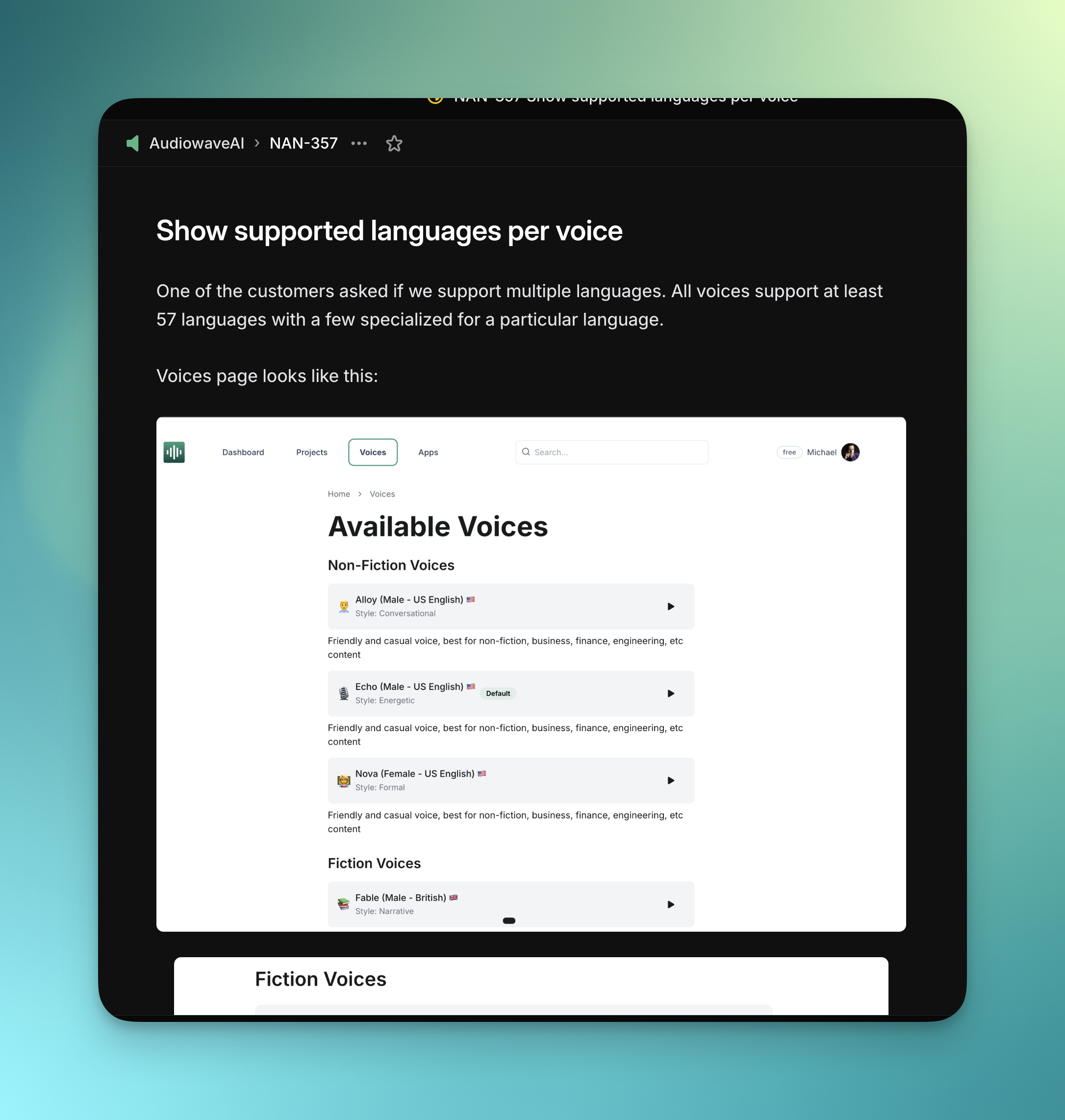 Top level Linear Ticket 1