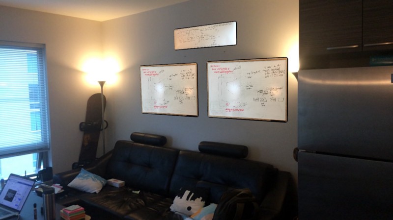 Testing Two Whiteboards and Engineering Diagram above them